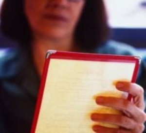 Woman reading restaurant menu