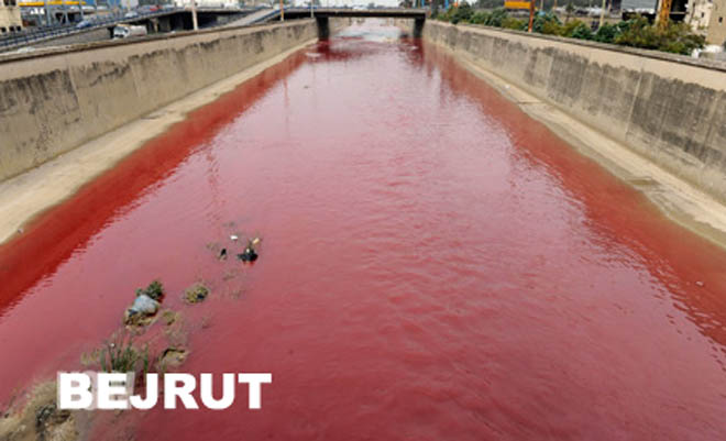 Beirut-River-turns-red